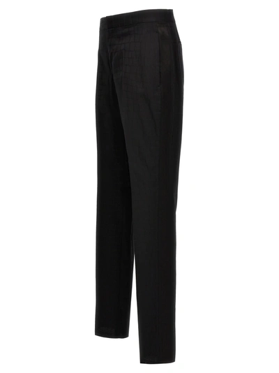 Shop Versace Crocodile Jacquard Pants Black