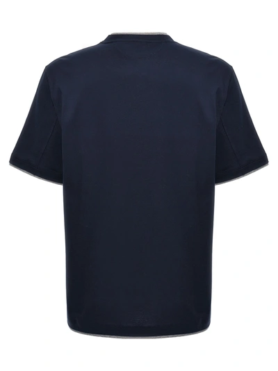 Shop Brunello Cucinelli Double Layer T-shirt Blue