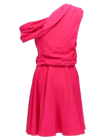 Shop Rochas Draping Neckline Dress Dresses Fuchsia