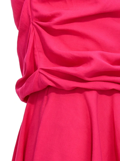 Shop Rochas Draping Neckline Dress Dresses Fuchsia