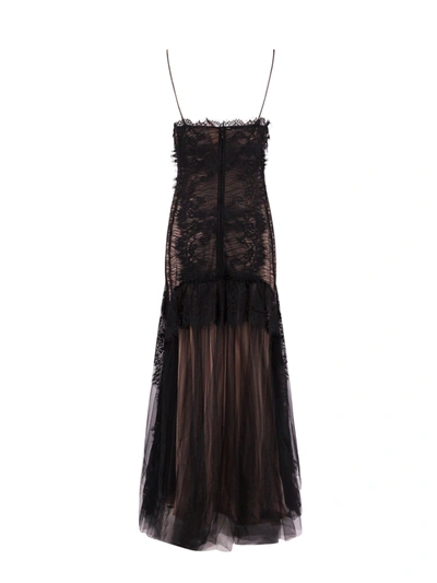 Shop Alberta Ferretti Lace Long Dress With Silk Blend Petticoat