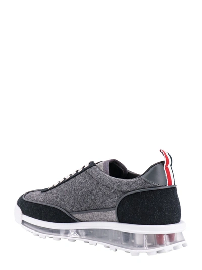 Shop Thom Browne Flannel Sneakers With Iconic Tricolor Detail