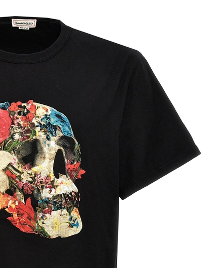 Shop Alexander Mcqueen Floral Skull T-shirt Black