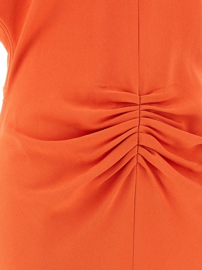 Shop Victoria Beckham Gathered Waist Dresses Orange