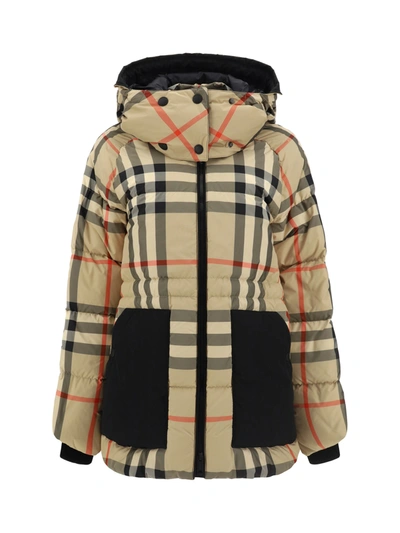 Burberry Recycled Polyester Check Print Puffer Jacket Archive Beige In  Neutral | ModeSens