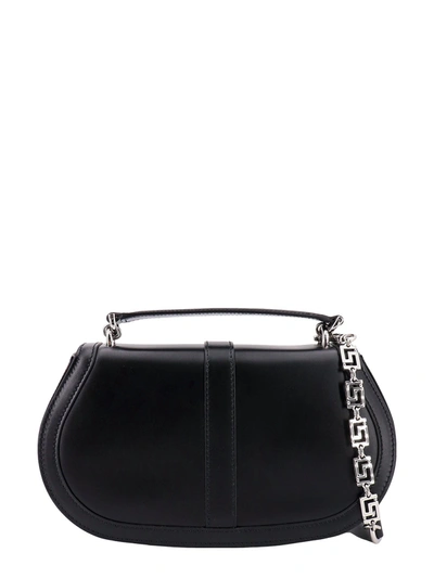 Shop Versace Leather Handbag With Frontal Metal La Greca Detail