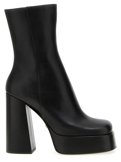 Shop Versace Leather Platform Ankle Boots Boots, Ankle Boots Black