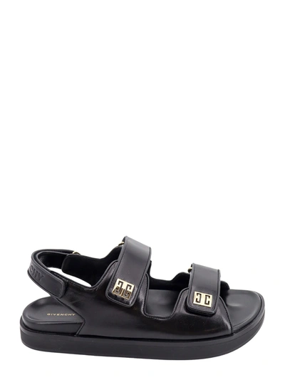 Shop Givenchy Leather Sandals With Metal 4g Details