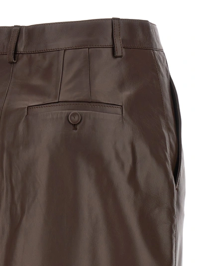Shop Lanvin Leather Skirt Skirts Brown