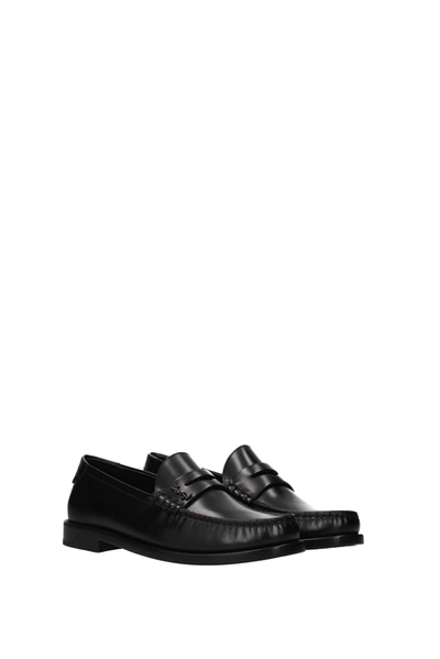 Shop Saint Laurent Loafers Leather Black