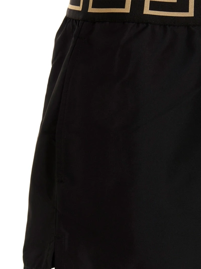 Shop Versace Logo Elastic Swimsuit Beachwear Black