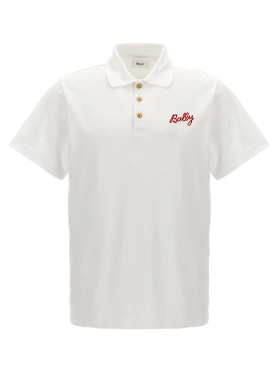 Shop Bally Logo Embroidery  Shirt Polo White