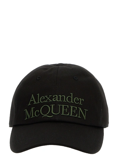 Shop Alexander Mcqueen Logo Embroidery Cap Hats Black