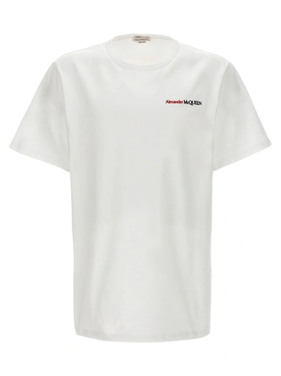Shop Alexander Mcqueen Logo Embroidery T-shirt White