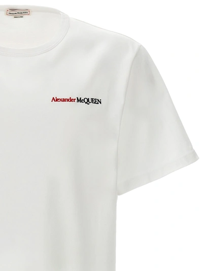 Shop Alexander Mcqueen Logo Embroidery T-shirt White