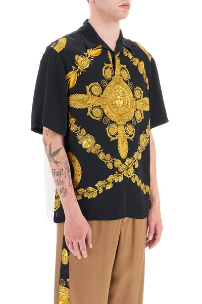 Shop Versace Mascher Baroque Satin Polo Shirt