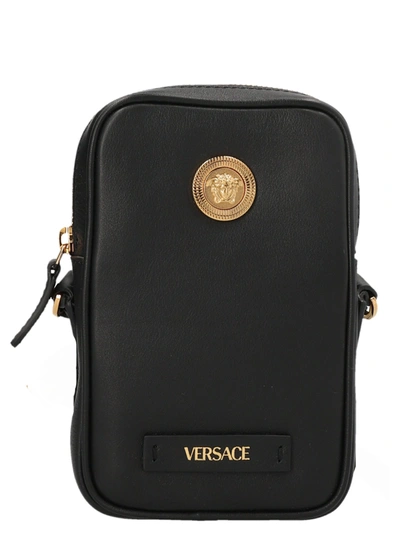 Shop Versace Medusa Biggie Crossbody Bags Black