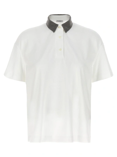 Shop Brunello Cucinelli Monile Collar  Shirt Polo White