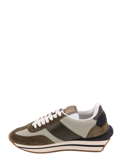 Shop Tom Ford Nylon And Suede Sneakers With Logoed Label