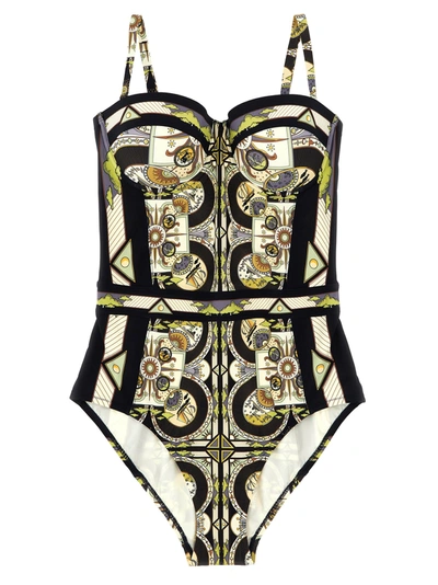 Shop Tory Burch One-piece Swimsuit With All-over Print Beachwear Multicolor
