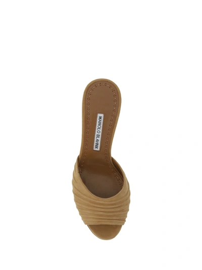 Shop Manolo Blahnik Pirua 070 Suede Slide Shoes
