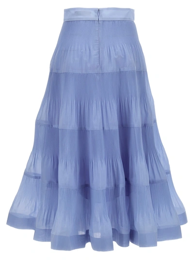 Shop Zimmermann Pleated Midi Skirts Light Blue