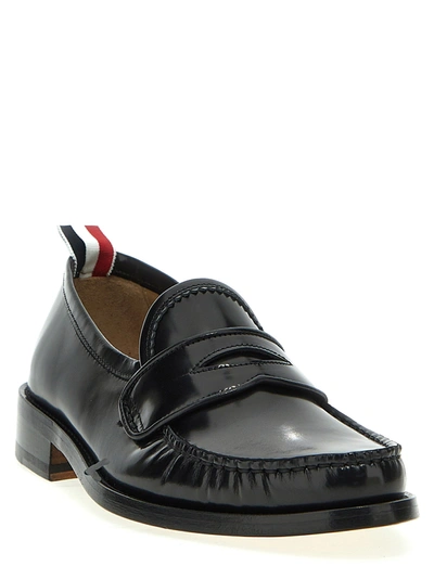 Shop Thom Browne Pleated Varsity Loafers Black