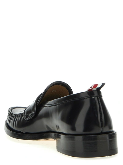 Shop Thom Browne Pleated Varsity Loafers Black