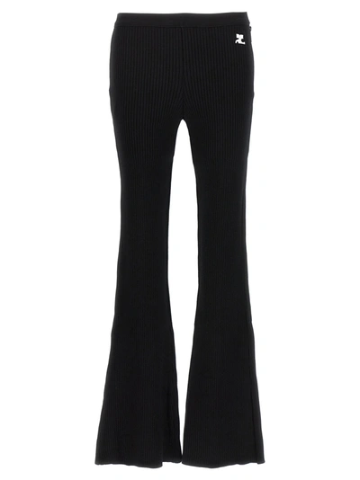 Shop Courrèges Reedition Rib Knit Pants Black