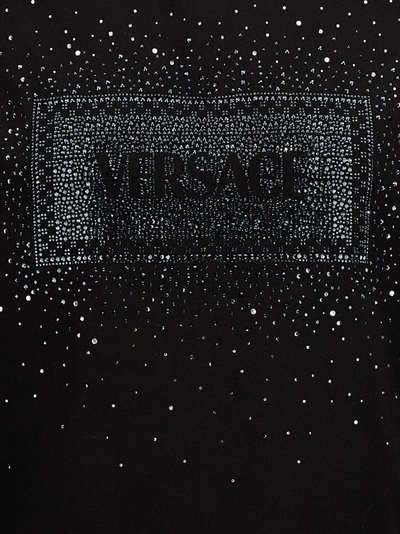Shop Versace Rhinestone Logo T-shirt Black