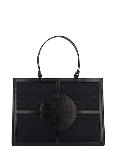 Shop Tory Burch Canvas And Leather Shoulder Bag With Frontal Logo