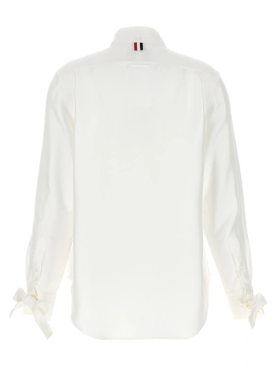 Shop Thom Browne Silk Bow Shirt Shirt, Blouse White