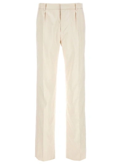 Shop Saint Laurent Silk Tuxedo-style Pants White