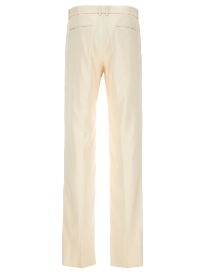 Shop Saint Laurent Silk Tuxedo-style Pants White