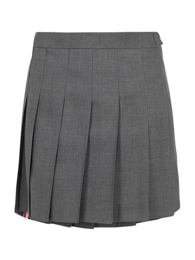 Shop Thom Browne Wool Skirt With Iconic Tricolor Details