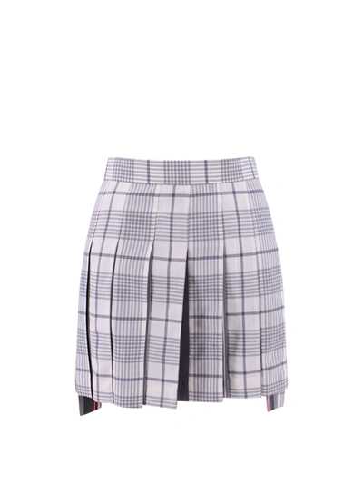 Shop Thom Browne Silk And Cotton Skirt With Tartan Motif
