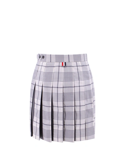 Shop Thom Browne Silk And Cotton Skirt With Tartan Motif
