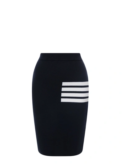 Shop Thom Browne Merino Wool Skirt With Iconic Bands