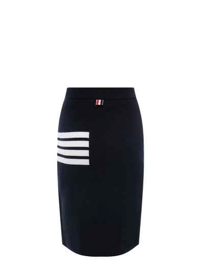 Shop Thom Browne Merino Wool Skirt With Iconic Bands