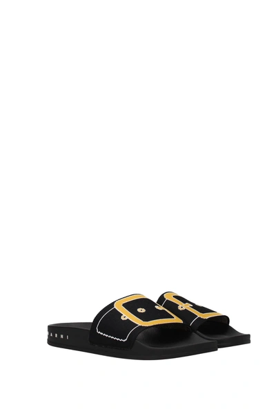 Shop Marni Slippers And Clogs Fabric Black