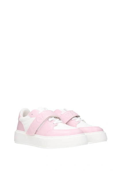 Shop Ganni Sneakers Leather Pink White