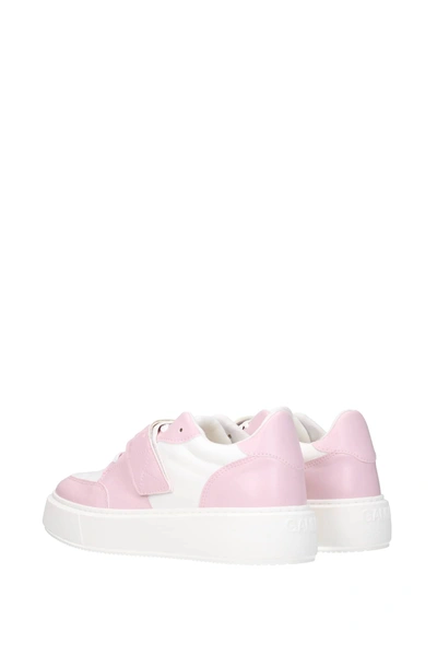 Shop Ganni Sneakers Leather Pink White
