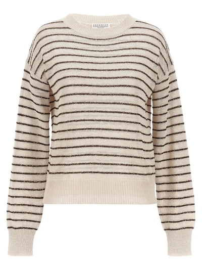 Shop Brunello Cucinelli Striped Sweater Sweater, Cardigans Beige