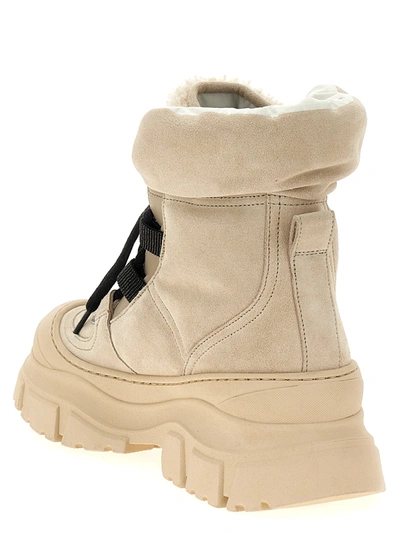 Shop Brunello Cucinelli Suede Fur Boots Boots, Ankle Boots White