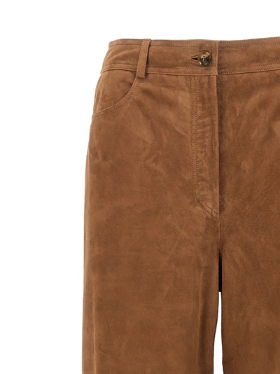 Shop Alberta Ferretti Suede Pants Brown