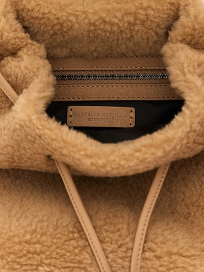 Shop Brunello Cucinelli Teddy Fabric Backpack Backpacks Beige