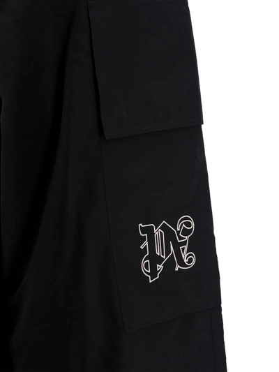 Shop Palm Angels Wide Nylon Trouser With Embroidered Monogram