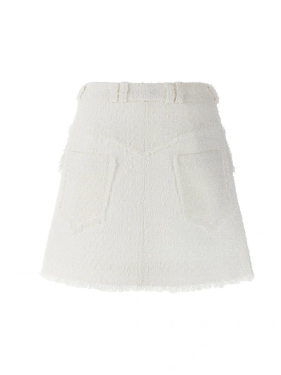 Shop Balmain Tweed Mini Skirt Skirts White