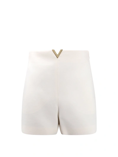 Shop Valentino Virgin Wool And Silk Shorts With V Gold Detail