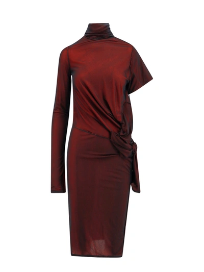 Shop Maison Margiela Viscose Dress With Asymmetric Sleeves
